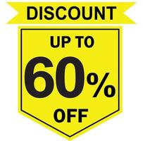 60 percent discount tag vector, Offer tag, Special offer vector, Big sale, Mega sale, Big sale 60 percent discount offer, Super sale 60 percent tag vector, 60 percent special discount offer label vector