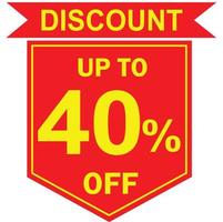 40 percent discount tag vector, Offer tag, Special offer vector, Big sale, Mega sale, Big sale 40 percent discount offer, Super sale 40 percent tag vector, 40 percent special discount offer label vector