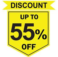 55 percent discount tag vector, Offer tag, Special offer vector, Big sale, Mega sale, Big sale 55 percent discount offer, Super sale 55 percent tag vector, 55 percent special discount offer label vector