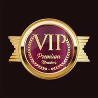 dorado Insignia VIP prima miembro diseño aislado en negro antecedentes vector