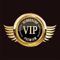 Golden badge VIP premium member design isolated on black background vector