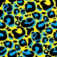 Vector large leopard pattern, seamless background, classic print. Abstract skin of a wild cat. Fashion. Spots. Bright uneven spots of different shades. Printing on paper and textiles. Yellow, Blue