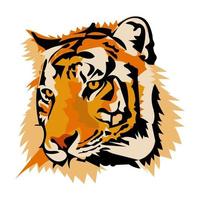 Tigre cabeza perfil, vector imagen aislado en un blanco antecedentes. resumen ilustración, simplificado lugares en capas. adecuado para impresión en bandera y volantes