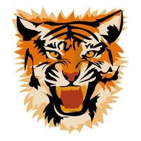 Tiger head profile, vector image isolated on a white background. Abstract illustration, simplified spots in layers. Suitable for printing on banner and flyer