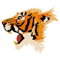 Tiger head profile, vector image isolated on a white background. Abstract illustration, simplified spots in layers. Suitable for printing on banner and flyer