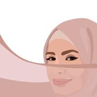 Hijab Day. Muslim woman in hijab. An Arab woman. Happy Hijab Day. Vector illustration of a girl in a headscarf. Banner, flyer, printed products