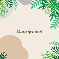 Spring green square backgrounds. Minimalistic style with floral elements and texture. Editable vector template for card, banner, invitation, social media post, poster, mobile apps, web ads