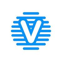 Initial V circle line logo vector