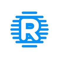 Initial R circle line logo vector