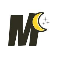 Initial M Moon Logo vector