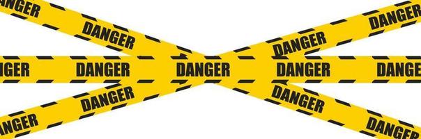 Caution tape set of yellow warning ribbons. Abstract warning lines for police, accident, under construction. Vector danger tape collection.