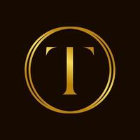 Elegant Initial T Golden Circle Logo vector