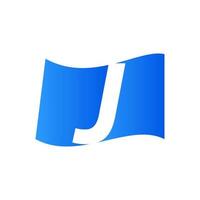 Initial J Blue Flag Logo vector