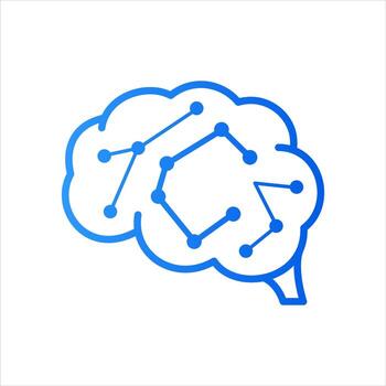 inicial C circuito cerebro logo vector