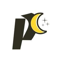 Initial P Moon Logo vector