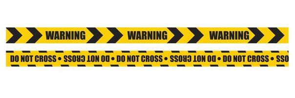 Caution tape set of yellow warning ribbons. Abstract warning lines for police, accident, under construction. Vector danger tape collection.