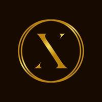 elegante inicial X dorado circulo logo vector