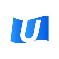 Initial U Blue Flag Logo vector