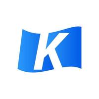 inicial k azul bandera logo vector