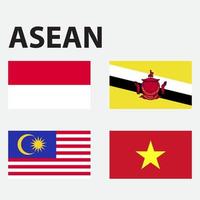 banderas de este Asia y sur este Asia país, soplo, revoloteando, vector ilustración, fondo,