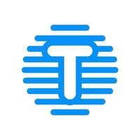 Initial T circle line logo vector