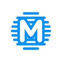 Initial M Circle Line Logo vector