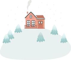 Christmas card with house vector