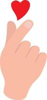 coreano símbolo mano corazón, un mensaje de amor mano gesto. el mano doblada dentro un corazón símbolo. vector