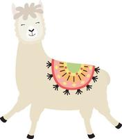 Cute llama. Cartoon alpaca. vector