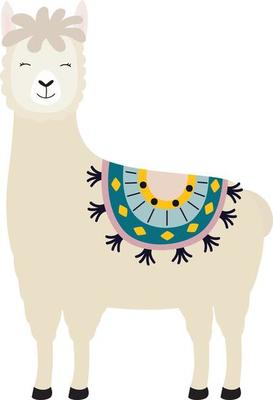 Cute llama. Cartoon alpaca.