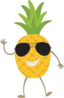 pineapple fruit with hands feet eyes and emotions vector