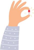 Hand holding the magic pill. vector