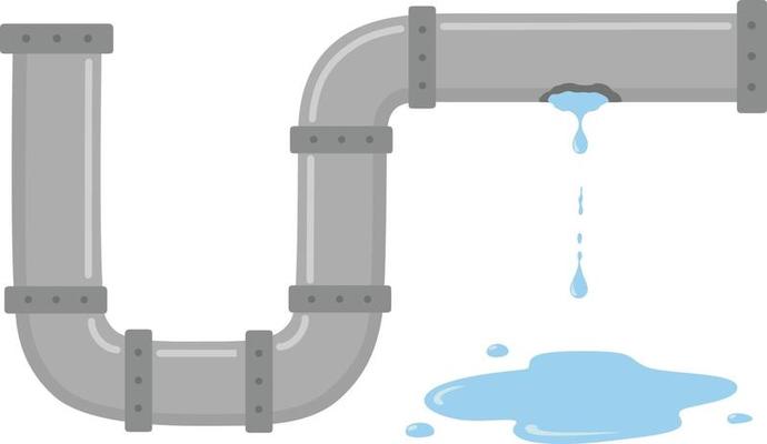 Leaking pipe with flowing water