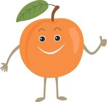 peach fruit with hands feet eyes and emotions vector