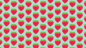 Cute seamless pattern background of lovely red strawberry on green backdrop. vector