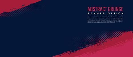 Abstract grunge banner vector, horizontal background with paint brush and halftone effect, template design with copy space for business or sports event vector