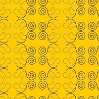 Seamless black curl curve wave on a yellow background vector