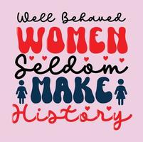 Free vector happy women's day t-shirt design,Free vector hand made lettering international women day
