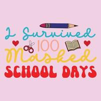 100 day of school svg t-shirt design,Retro 100 day of school svg t-shirt design, 100 day of school  t-shirt design vector