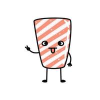 Kawaii sushi mascot in cartoon style. Cute sashimi with salmon for menu vector