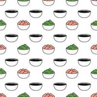 Kawaii sushi illustration. Vector flat hand drawn seamless pattern