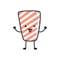 Kawaii sushi mascot in cartoon style. Cute sashimi with salmon for menu vector