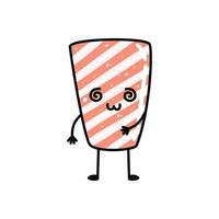 Kawaii sushi mascot in cartoon style. Cute sashimi with salmon for menu vector