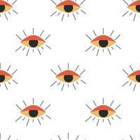 Vector flat hand drawn seamless pattern with all seeing eye. Flat vector hippy boho illustration.