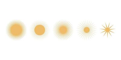 Flat vector hippy boho illustration. Hand drawn retro groovy elements, star, sun.