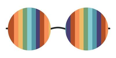 Flat vector hippy boho round shaped sunglasses illustration. Hand drawn retro groovy elements