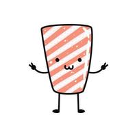 Kawaii sushi mascot in cartoon style. Cute sashimi with salmon for menu vector