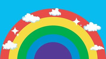 vector children's playground background with beautiful rainbow, and grass and airplane, flowers and clear sky. for children's education