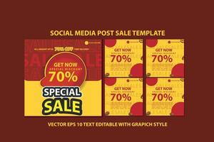 social media post template. promotion mega sale day discount with red 3d vector element. and text editable concepts. vector illustration