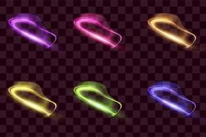 Set of Vector glowing special light effect lines with sparkles